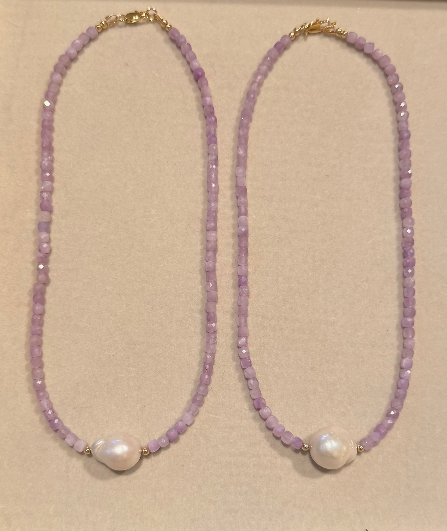 Kunzite and Baroque Pearl