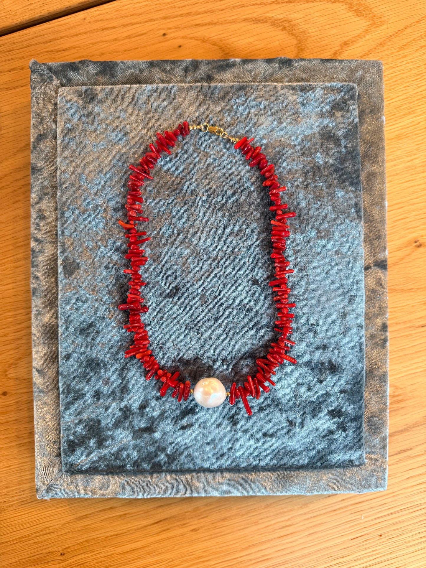 Red Coral Stick & Baroque Pearl