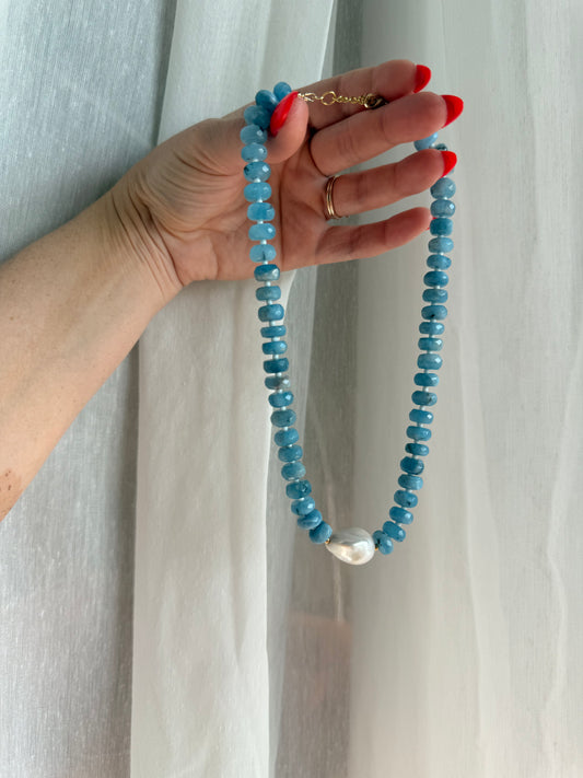Aquamarine & Baroque Pearl
