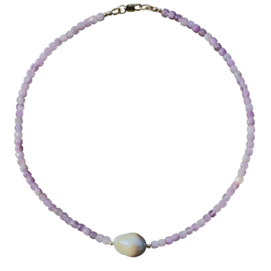 Kunzite and Baroque Pearl